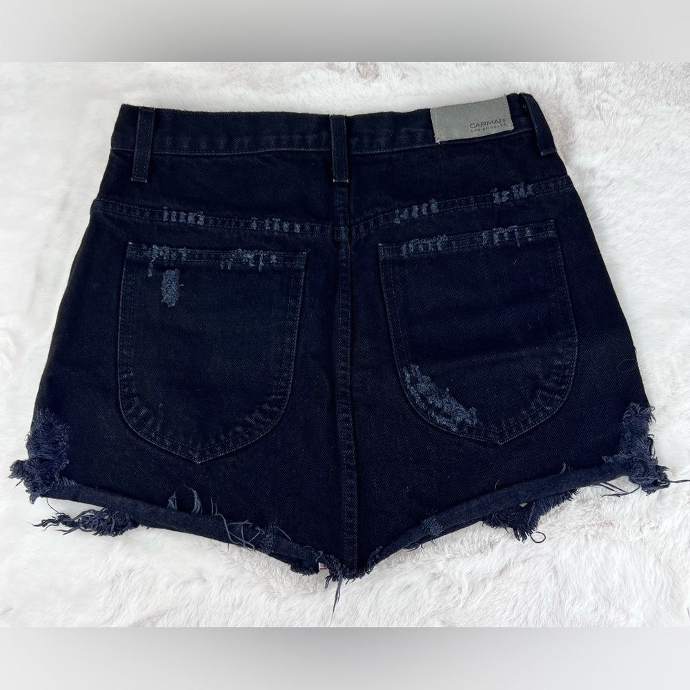 Carmar Los Angeles Black distressed Denim Zipper Skirt Size 27 - Picture 2 of 9